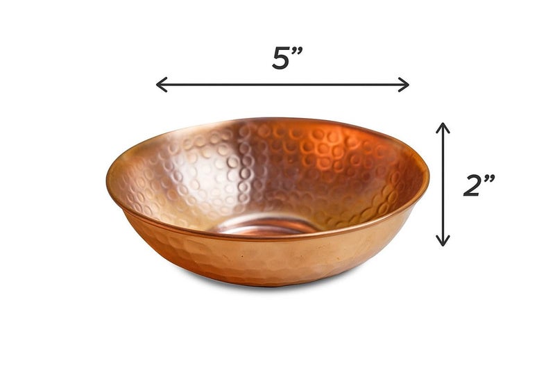 GoCraft Pure Copper Decorative Bowl | Hammered Finish Copper Bowl for Serving Nuts, Salad, Fruits & Table Use â€“ 5" Diameter x 2" Height - Image 5